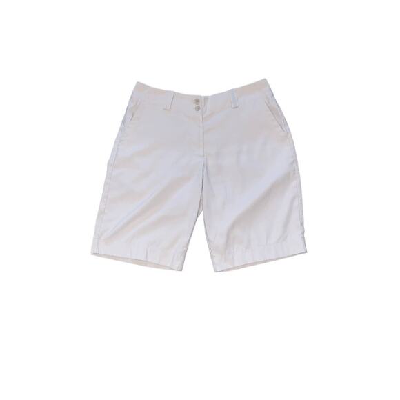Nike Golf Dri Fit Womens Flat Front Khaki Tan Shorts Size 8 Casual Simple Active - Picture 1 of 6